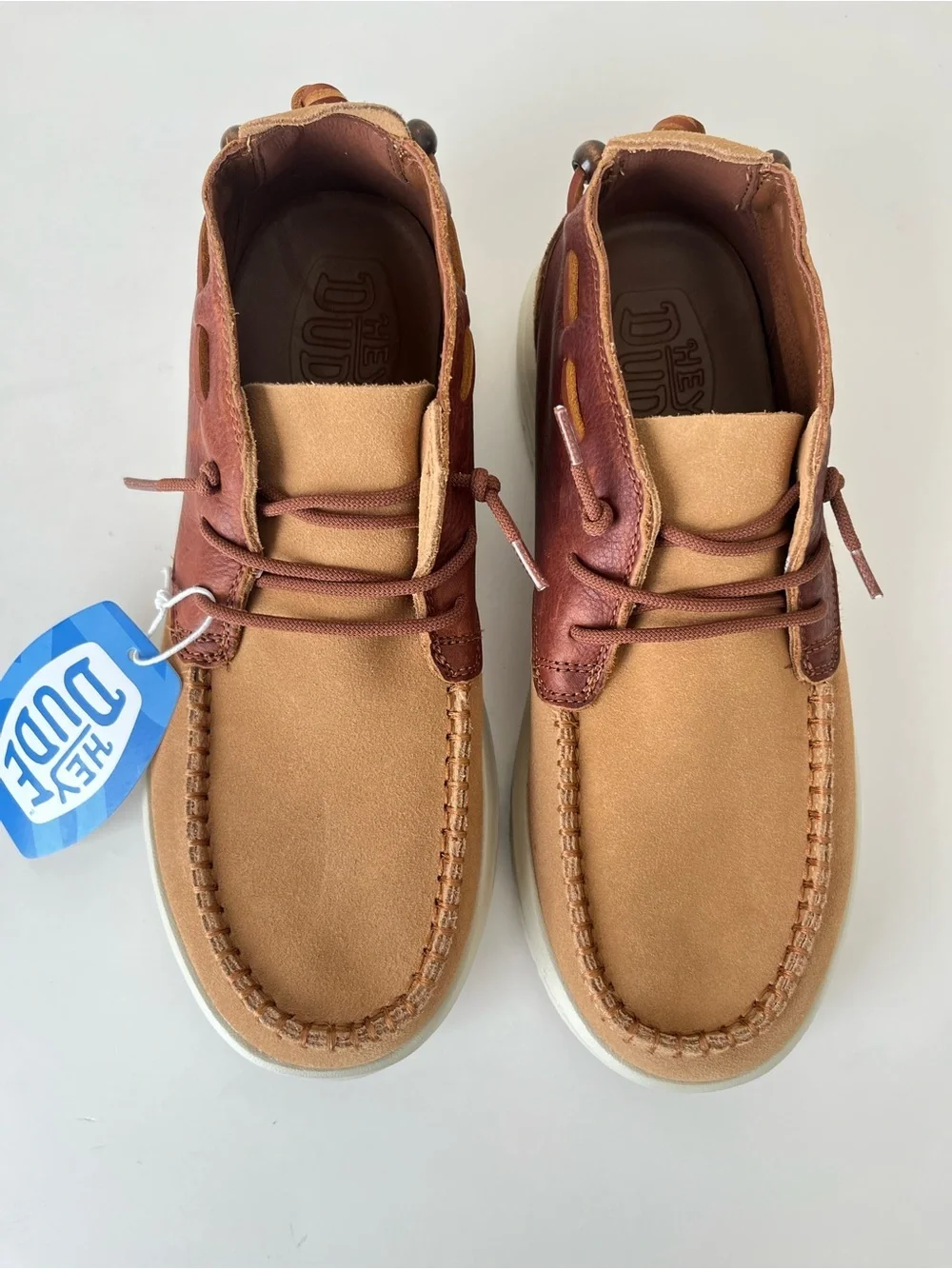 Hey Dude Jackson suede leather moccasin loafers chestnut NEW 10